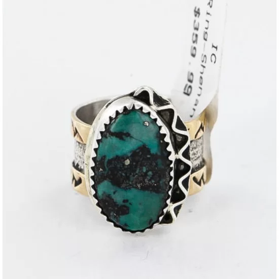 .925 Sterling Silver 12kt Gold Filled Handmade Certified Authentic Navajo Turquoise Native American Ring 371034162033 .925 Sterling Silver 12kt Gold Filled Handmade Certified Authentic Navajo Turquoise Native American Ring 371034162033