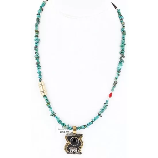 .925 Sterling Silver and 12kt Gold Filled Handmade Bear Certified Authentic Navajo Black Onyx Native American Necklace 371043431814 .925 Sterling Silver and 12kt Gold Filled Handmade Bear Certified Authentic Navajo Black Onyx Native American Necklace 371043431814