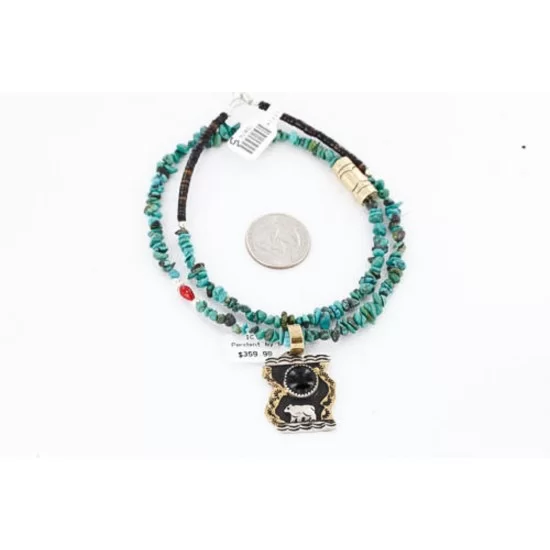 .925 Sterling Silver and 12kt Gold Filled Handmade Bear Certified Authentic Navajo Black Onyx Native American Necklace 371043431814 .925 Sterling Silver and 12kt Gold Filled Handmade Bear Certified Authentic Navajo Black Onyx Native American Necklace 371043431814