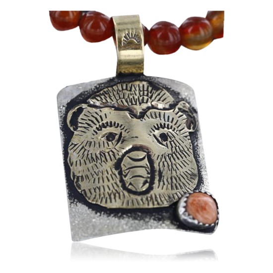 .925 Sterling Silver and 12kt Gold Filled Handmade Bear Certified Authentic Navajo Spiny Oyster Native American Necklace 370979828334 .925 Sterling Silver and 12kt Gold Filled Handmade Bear Certified Authentic Navajo Spiny Oyster Native American Necklace 370979828334