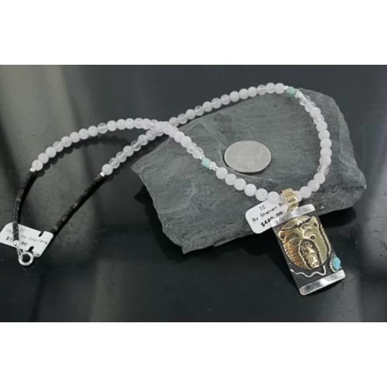 .925 Sterling Silver and 12kt Gold Filled Handmade Bear Certified Authentic Navajo Turquoise Native American Necklace 370919117029 .925 Sterling Silver and 12kt Gold Filled Handmade Bear Certified Authentic Navajo Turquoise Native American Necklace 370919117029