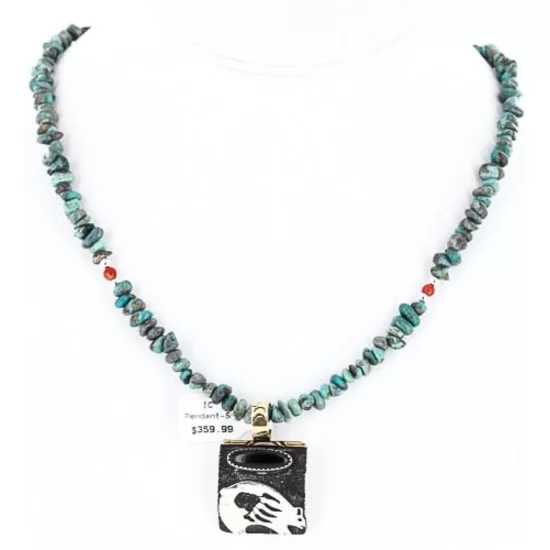 .925 Sterling Silver and 12kt Gold Filled Handmade Bear Certified Authentic Navajo Turquoise Native American Necklace 371060618375 .925 Sterling Silver and 12kt Gold Filled Handmade Bear Certified Authentic Navajo Turquoise Native American Necklace 371060618375