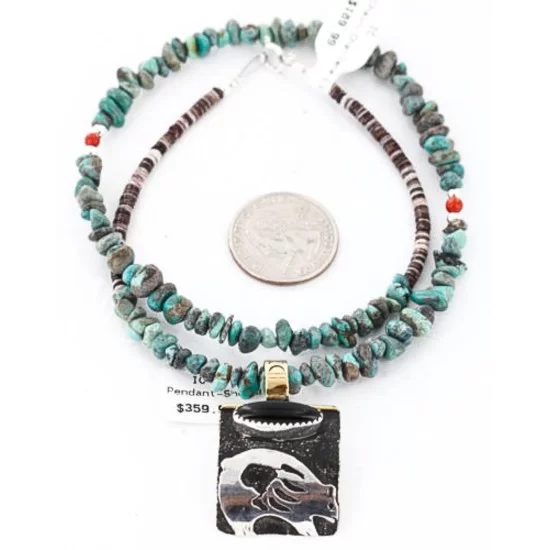 .925 Sterling Silver and 12kt Gold Filled Handmade Bear Certified Authentic Navajo Turquoise Native American Necklace 371060618375 .925 Sterling Silver and 12kt Gold Filled Handmade Bear Certified Authentic Navajo Turquoise Native American Necklace 371060618375