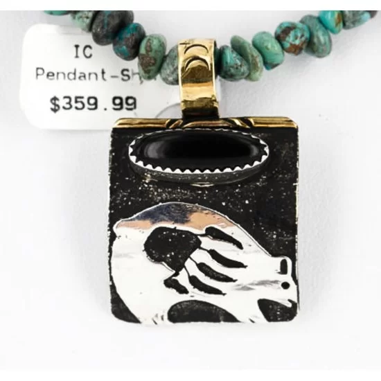 .925 Sterling Silver and 12kt Gold Filled Handmade Bear Certified Authentic Navajo Turquoise Native American Necklace 371060618375 .925 Sterling Silver and 12kt Gold Filled Handmade Bear Certified Authentic Navajo Turquoise Native American Necklace 371060618375