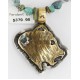 .925 Sterling Silver and 12kt Gold Filled HANDMADE Bear Certified Authentic Navajo Turquoise Native American Necklace 371102943360