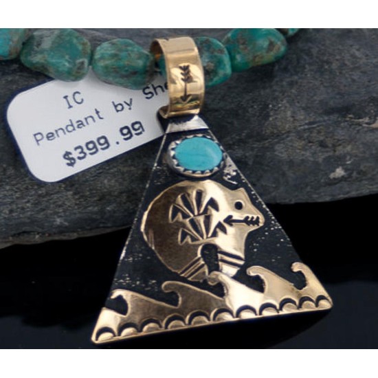 .925 Sterling Silver and 12kt Gold Filled Handmade Bear Certified Authentic Navajo Turquoise Native American Necklace 390654009279 .925 Sterling Silver and 12kt Gold Filled Handmade Bear Certified Authentic Navajo Turquoise Native American Necklace 390654009279