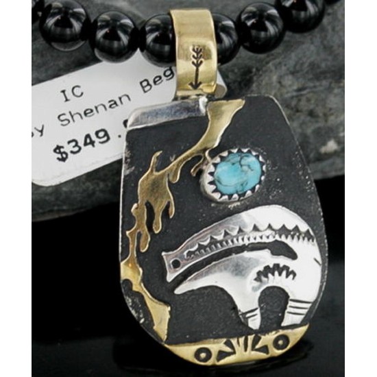 .925 Sterling Silver and 12kt Gold Filled Handmade Bear Certified Authentic Navajo Turquoise Native American Necklace 390667032578 .925 Sterling Silver and 12kt Gold Filled Handmade Bear Certified Authentic Navajo Turquoise Native American Necklace 390667032578