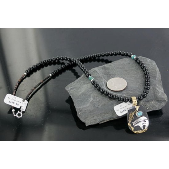 .925 Sterling Silver and 12kt Gold Filled Handmade Bear Certified Authentic Navajo Turquoise Native American Necklace 390667032578 .925 Sterling Silver and 12kt Gold Filled Handmade Bear Certified Authentic Navajo Turquoise Native American Necklace 390667032578
