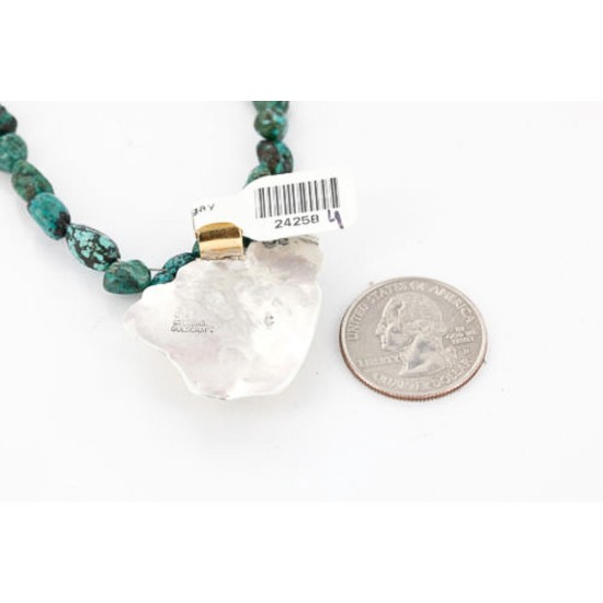 .925 Sterling Silver and 12kt Gold Filled Handmade Bear Certified Authentic Navajo Turquoise Native American Necklace 390810467880 .925 Sterling Silver and 12kt Gold Filled Handmade Bear Certified Authentic Navajo Turquoise Native American Necklace 390810467880