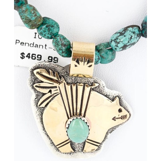 .925 Sterling Silver and 12kt Gold Filled Handmade Bear Certified Authentic Navajo Turquoise Native American Necklace 390810467880 .925 Sterling Silver and 12kt Gold Filled Handmade Bear Certified Authentic Navajo Turquoise Native American Necklace 390810467880