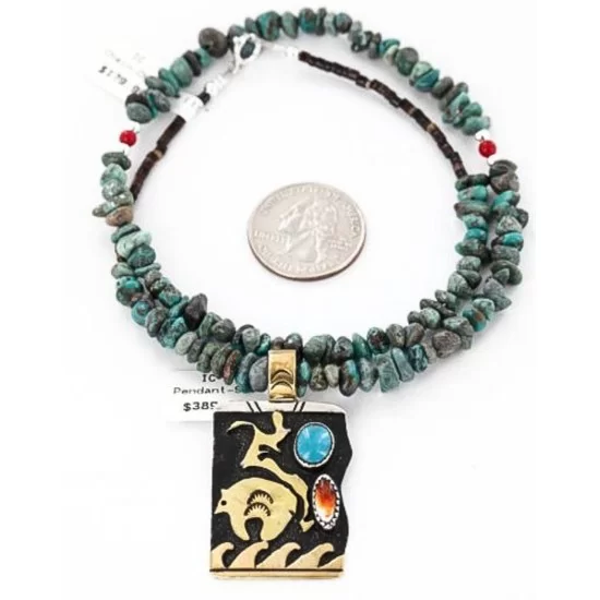 .925 Sterling Silver and 12kt Gold Filled Handmade Bear Certified Authentic Navajo Turquoise Native American Necklace 390824418376 .925 Sterling Silver and 12kt Gold Filled Handmade Bear Certified Authentic Navajo Turquoise Native American Necklace 390824418376