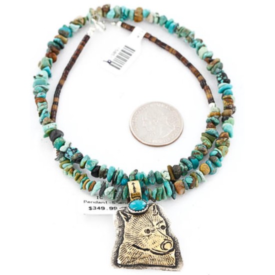 .925 Sterling Silver and 12kt Gold Filled Handmade Bear Certified Authentic Navajo Turquoise Native American Necklace 390839587498 .925 Sterling Silver and 12kt Gold Filled Handmade Bear Certified Authentic Navajo Turquoise Native American Necklace 390839587498