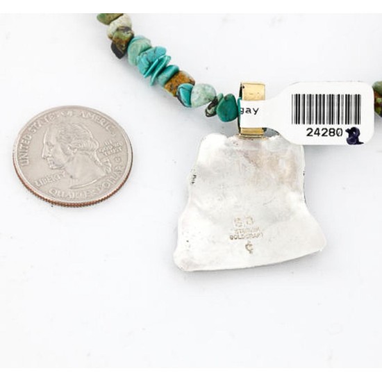 .925 Sterling Silver and 12kt Gold Filled Handmade Bear Certified Authentic Navajo Turquoise Native American Necklace 390839587498 .925 Sterling Silver and 12kt Gold Filled Handmade Bear Certified Authentic Navajo Turquoise Native American Necklace 390839587498
