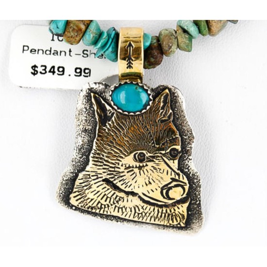 .925 Sterling Silver and 12kt Gold Filled Handmade Bear Certified Authentic Navajo Turquoise Native American Necklace 390839587498 .925 Sterling Silver and 12kt Gold Filled Handmade Bear Certified Authentic Navajo Turquoise Native American Necklace 390839587498