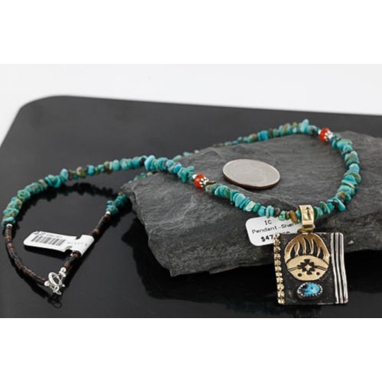 .925 Sterling Silver and 12kt Gold Filled Handmade Bear Claw Certified Authentic Navajo Turquoise Native American Necklace 370986796639 .925 Sterling Silver and 12kt Gold Filled Handmade Bear Claw Certified Authentic Navajo Turquoise Native American Necklace 370986796639