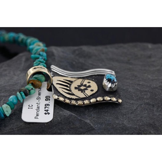 .925 Sterling Silver and 12kt Gold Filled Handmade Bear Claw Certified Authentic Navajo Turquoise Native American Necklace 370986796639 .925 Sterling Silver and 12kt Gold Filled Handmade Bear Claw Certified Authentic Navajo Turquoise Native American Necklace 370986796639