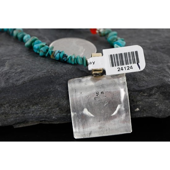 .925 Sterling Silver and 12kt Gold Filled Handmade Bear Claw Certified Authentic Navajo Turquoise Native American Necklace 370986796639 .925 Sterling Silver and 12kt Gold Filled Handmade Bear Claw Certified Authentic Navajo Turquoise Native American Necklace 370986796639
