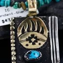 .925 Sterling Silver and 12kt Gold Filled Handmade Bear Claw Certified Authentic Navajo Turquoise Native American Necklace 370986796639