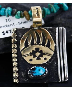.925 Sterling Silver and 12kt Gold Filled Handmade Bear Claw Certified Authentic Navajo Turquoise Native American Necklace 370986796639 .925 Sterling Silver and 12kt Gold Filled Handmade Bear Claw Certified Authentic Navajo Turquoise Native American Necklace 370986796639