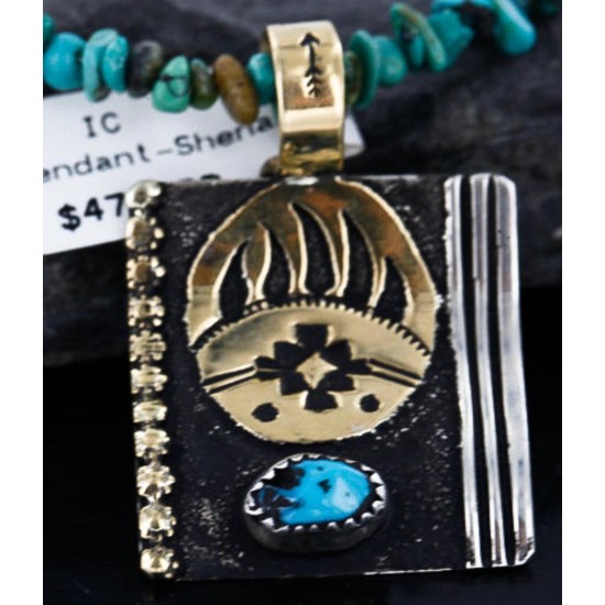 .925 Sterling Silver and 12kt Gold Filled Handmade Bear Claw Certified Authentic Navajo Turquoise Native American Necklace 370986796639 .925 Sterling Silver and 12kt Gold Filled Handmade Bear Claw Certified Authentic Navajo Turquoise Native American Necklace 370986796639