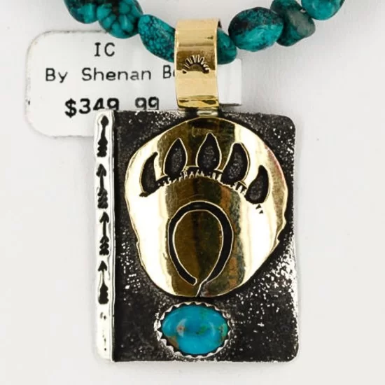 .925 Sterling Silver and 12kt Gold Filled Handmade Bear Claw Certified Authentic Navajo Turquoise Native American Necklace 390743747087 .925 Sterling Silver and 12kt Gold Filled Handmade Bear Claw Certified Authentic Navajo Turquoise Native American Necklace 390743747087
