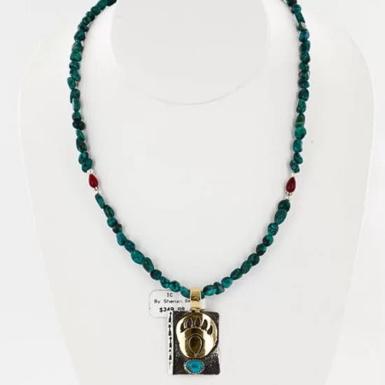 .925 Sterling Silver and 12kt Gold Filled Handmade Bear Claw Certified Authentic Navajo Turquoise Native American Necklace 390743747087 .925 Sterling Silver and 12kt Gold Filled Handmade Bear Claw Certified Authentic Navajo Turquoise Native American Necklace 390743747087