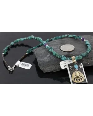 .925 Sterling Silver and 12kt Gold Filled Handmade Bear Paw Certified Authentic Navajo Turquoise Native American Necklace 370980155714 .925 Sterling Silver and 12kt Gold Filled Handmade Bear Paw Certified Authentic Navajo Turquoise Native American Necklace 370980155714