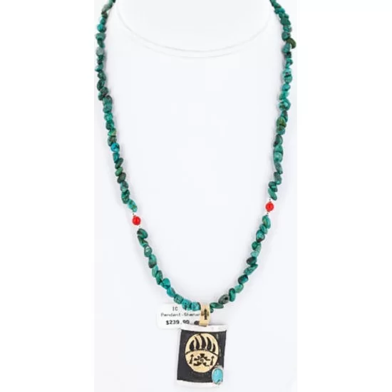 .925 Sterling Silver and 12kt Gold Filled Handmade Bear PAW Certified Authentic Navajo Turquoise Native American Necklace 371018717195