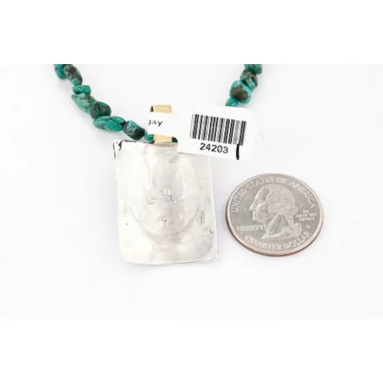 .925 Sterling Silver and 12kt Gold Filled Handmade Bear PAW Certified Authentic Navajo Turquoise Native American Necklace 371018717195