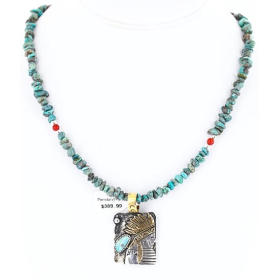 .925 Sterling Silver and 12kt Gold Filled Handmade Certified Authentic Chief Head Navajo Turquoise Native American Necklace 371058158231 .925 Sterling Silver and 12kt Gold Filled Handmade Certified Authentic Chief Head Navajo Turquoise Native American Necklace 371058158231