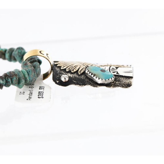 .925 Sterling Silver and 12kt Gold Filled Handmade Certified Authentic Chief Head Navajo Turquoise Native American Necklace 371058158231 .925 Sterling Silver and 12kt Gold Filled Handmade Certified Authentic Chief Head Navajo Turquoise Native American Necklace 371058158231
