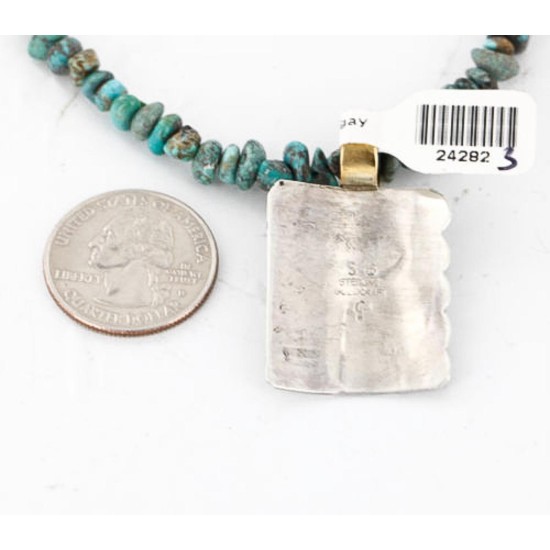 .925 Sterling Silver and 12kt Gold Filled Handmade Certified Authentic Chief Head Navajo Turquoise Native American Necklace 371058158231 .925 Sterling Silver and 12kt Gold Filled Handmade Certified Authentic Chief Head Navajo Turquoise Native American Necklace 371058158231