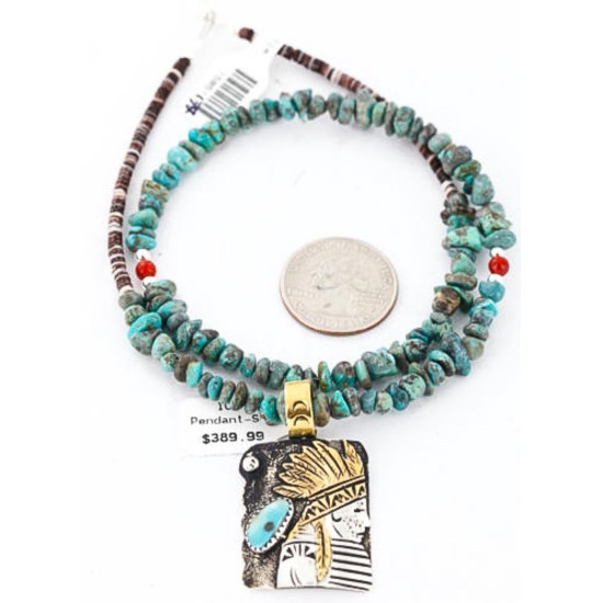 .925 Sterling Silver and 12kt Gold Filled Handmade Certified Authentic Chief Head Navajo Turquoise Native American Necklace 371058158231 .925 Sterling Silver and 12kt Gold Filled Handmade Certified Authentic Chief Head Navajo Turquoise Native American Necklace 371058158231