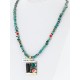 .925 Sterling Silver and 12kt Gold Filled HANDMADE Certified Authentic Multicolor Navajo Turquoise, Malachite and Onyx Native American Necklace 371103193640
