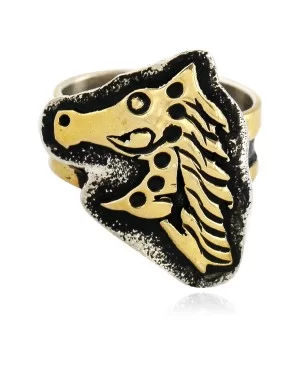 .925 Sterling Silver and 12kt Gold Filled Handmade Certified Authentic Navajo Horse Native American Ring  12658-4