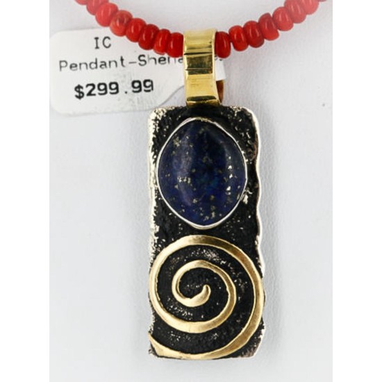 .925 Sterling Silver and 12kt Gold Filled Handmade Certified Authentic Navajo LAPIS and CORAL Native American Necklace 371077603025