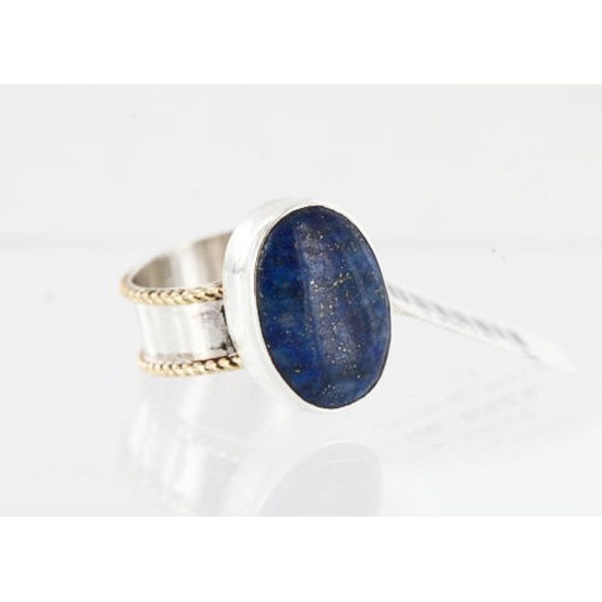 .925 Sterling Silver and 12kt Gold Filled Handmade Certified Authentic Navajo LAPIS Native American Ring  371008762970