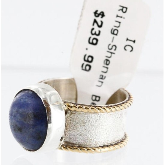 .925 Sterling Silver and 12kt Gold Filled Handmade Certified Authentic Navajo LAPIS Native American Ring  390778459490