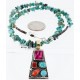 .925 Sterling Silver and 12kt Gold Filled Handmade Certified Authentic Navajo Multicolor Stone and Turquoise Native American Necklace 390836687377