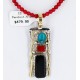.925 Sterling Silver and 12kt Gold Filled Handmade Certified Authentic Navajo MULTICOLOR Stones and Turquoise Native American Necklace 371059503595