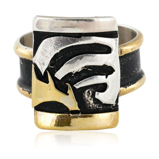 .925 Sterling Silver And 12kt Gold Filled HANDMADE Certified Authentic Navajo Native American Ring  12663-2