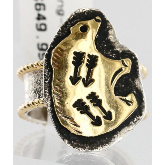 .925 Sterling Silver and 12kt Gold Filled Handmade Certified Authentic Navajo Native American Ring  390891799924