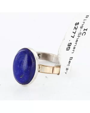 .925 Sterling Silver and 12kt Gold Filled Handmade Certified Authentic Navajo PURE LAPIS Native American Ring  390788797278