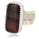 .925 Sterling Silver and 12kt Gold Filled Handmade Certified Authentic Navajo Tigers Eye Native American Ring  390809317398