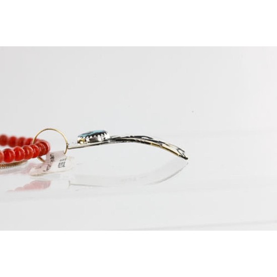 .925 Sterling Silver and 12kt Gold Filled Handmade Certified Authentic Navajo Turquoise and Coral Native American Necklace 390890001662 .925 Sterling Silver and 12kt Gold Filled Handmade Certified Authentic Navajo Turquoise and Coral Native American Necklace 390890001662