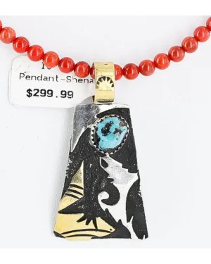 .925 Sterling Silver and 12kt Gold Filled Handmade Certified Authentic Navajo Turquoise and Coral Native American Necklace 390890001662 .925 Sterling Silver and 12kt Gold Filled Handmade Certified Authentic Navajo Turquoise and Coral Native American Necklace 390890001662