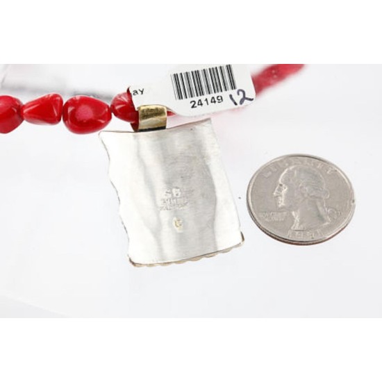 .925 Sterling Silver and 12kt Gold Filled Handmade Certified Authentic Navajo Turquoise, CORAL and LAPIS Native American Necklace 371006952523 .925 Sterling Silver and 12kt Gold Filled Handmade Certified Authentic Navajo Turquoise, CORAL and LAPIS Native American Necklace 371006952523