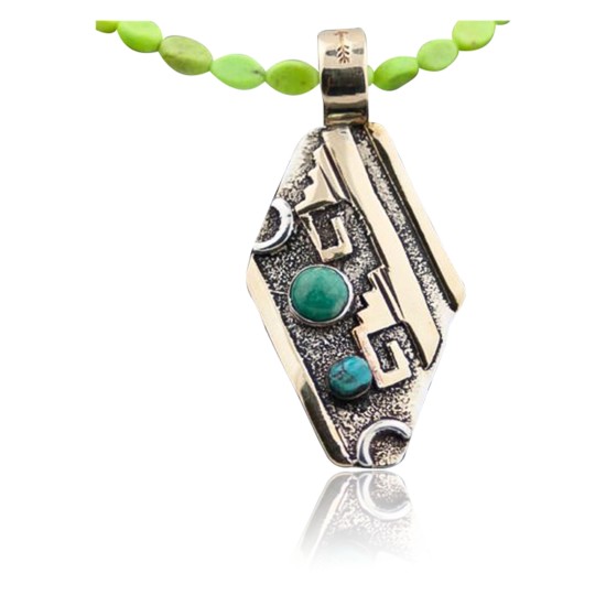 .925 Sterling Silver and 12kt Gold Filled Handmade Certified Authentic Navajo Turquoise Native American Necklace 370919170601 .925 Sterling Silver and 12kt Gold Filled Handmade Certified Authentic Navajo Turquoise Native American Necklace 370919170601