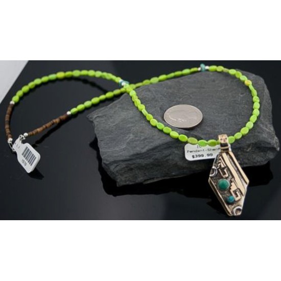 .925 Sterling Silver and 12kt Gold Filled Handmade Certified Authentic Navajo Turquoise Native American Necklace 370919170601 .925 Sterling Silver and 12kt Gold Filled Handmade Certified Authentic Navajo Turquoise Native American Necklace 370919170601