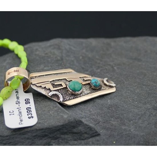 .925 Sterling Silver and 12kt Gold Filled Handmade Certified Authentic Navajo Turquoise Native American Necklace 370919170601 .925 Sterling Silver and 12kt Gold Filled Handmade Certified Authentic Navajo Turquoise Native American Necklace 370919170601